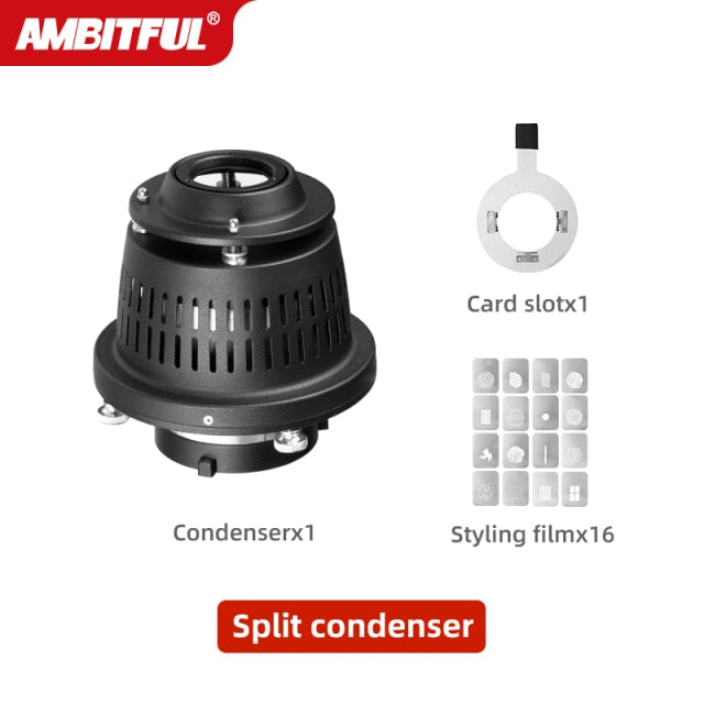 AMBITFUL AL-16 PRO Bowens Mount Split Focalize Conical Snoot Optical Condenser Art Special Effects Shaped Beam Light Cylinder