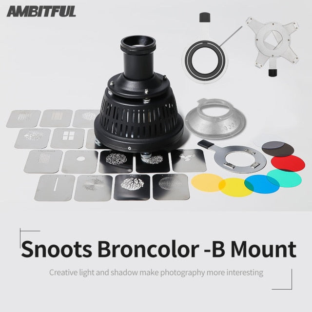 AMBITFUL AL-16 Focalize Conical Snoot Optical Condenser Art Special Effects Shaped Beam Light Cylinder with Shape and Color Gel focusing rod