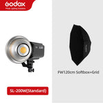 Godox SL-200W SL200W 5600K White Version LCD Panel Continuous LED Video Light + 70x100cm softbox + 2.8m Light Stand + Barn Door