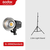 Godox SL-200W SL200W 5600K White Version LCD Panel Continuous LED Video Light + 70x100cm softbox + 2.8m Light Stand + Barn Door