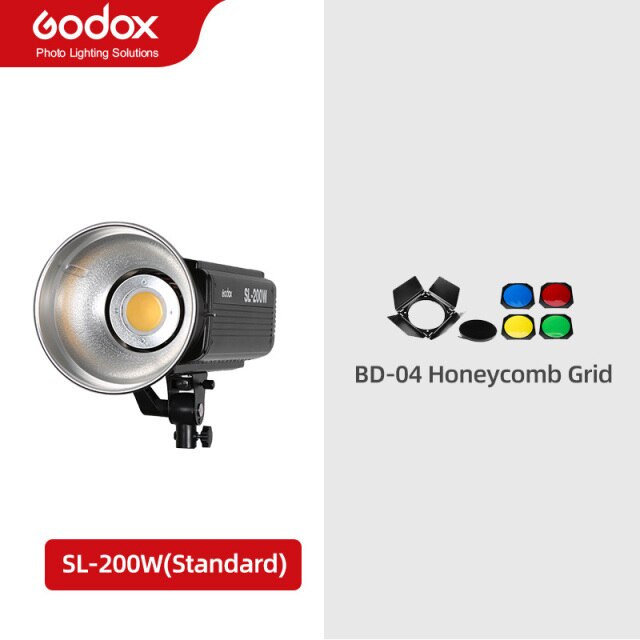 Godox SL-200W SL200W 5600K White Version LCD Panel Continuous LED Video Light + 70x100cm softbox + 2.8m Light Stand + Barn Door