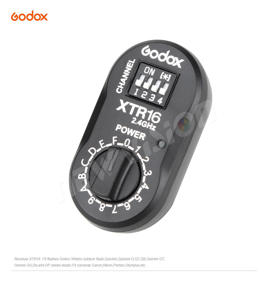 Godox XTR-16 2.4G Wireless Receiver for X1C X1N XT-16 Transmitter Trigger AD360,DE,QT,DP,QS,GS,GT Series