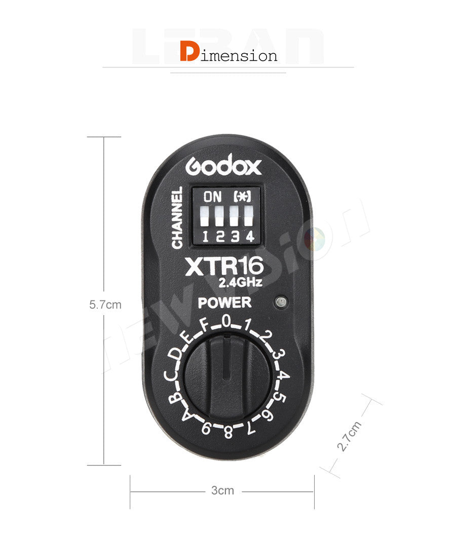 Godox XTR-16 2.4G Wireless Receiver for X1C X1N XT-16 Transmitter Trigger AD360,DE,QT,DP,QS,GS,GT Series