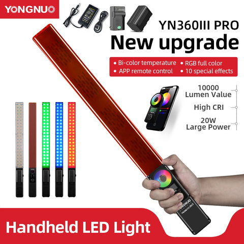 Yongnuo YN360 III YN360III PRO Handheld 3200K-5500K RGB Colorful Ice Stick LED Video Light Adjusting Controlled by Phone App