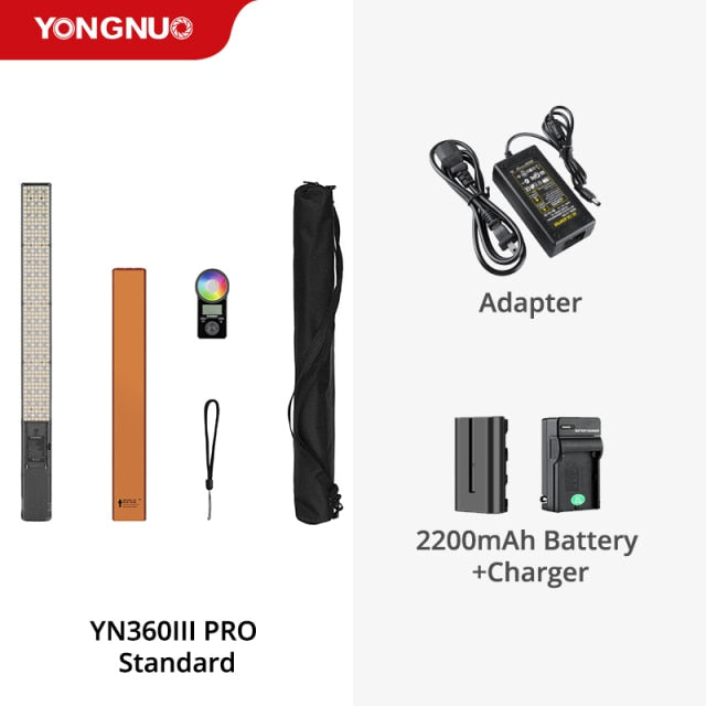 Yongnuo YN360 III YN360III PRO Handheld 3200K-5500K RGB Colorful Ice Stick LED Video Light Adjusting Controlled by Phone App