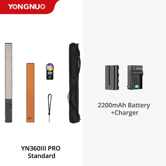 Yongnuo YN360 III YN360III PRO Handheld 3200K-5500K RGB Colorful Ice Stick LED Video Light Adjusting Controlled by Phone App