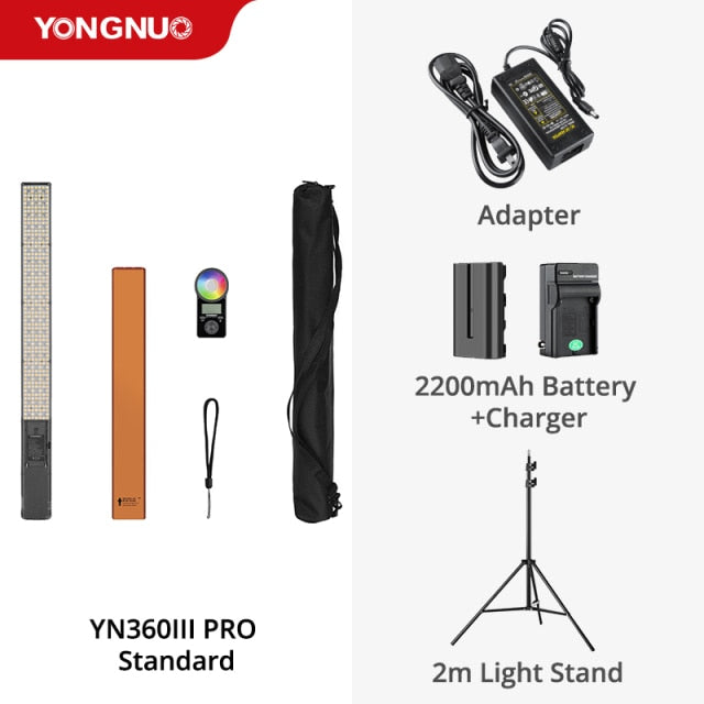 Yongnuo YN360 III YN360III PRO Handheld 3200K-5500K RGB Colorful Ice Stick LED Video Light Adjusting Controlled by Phone App