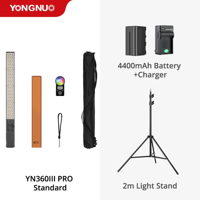 Yongnuo YN360 III YN360III PRO Handheld 3200K-5500K RGB Colorful Ice Stick LED Video Light Adjusting Controlled by Phone App