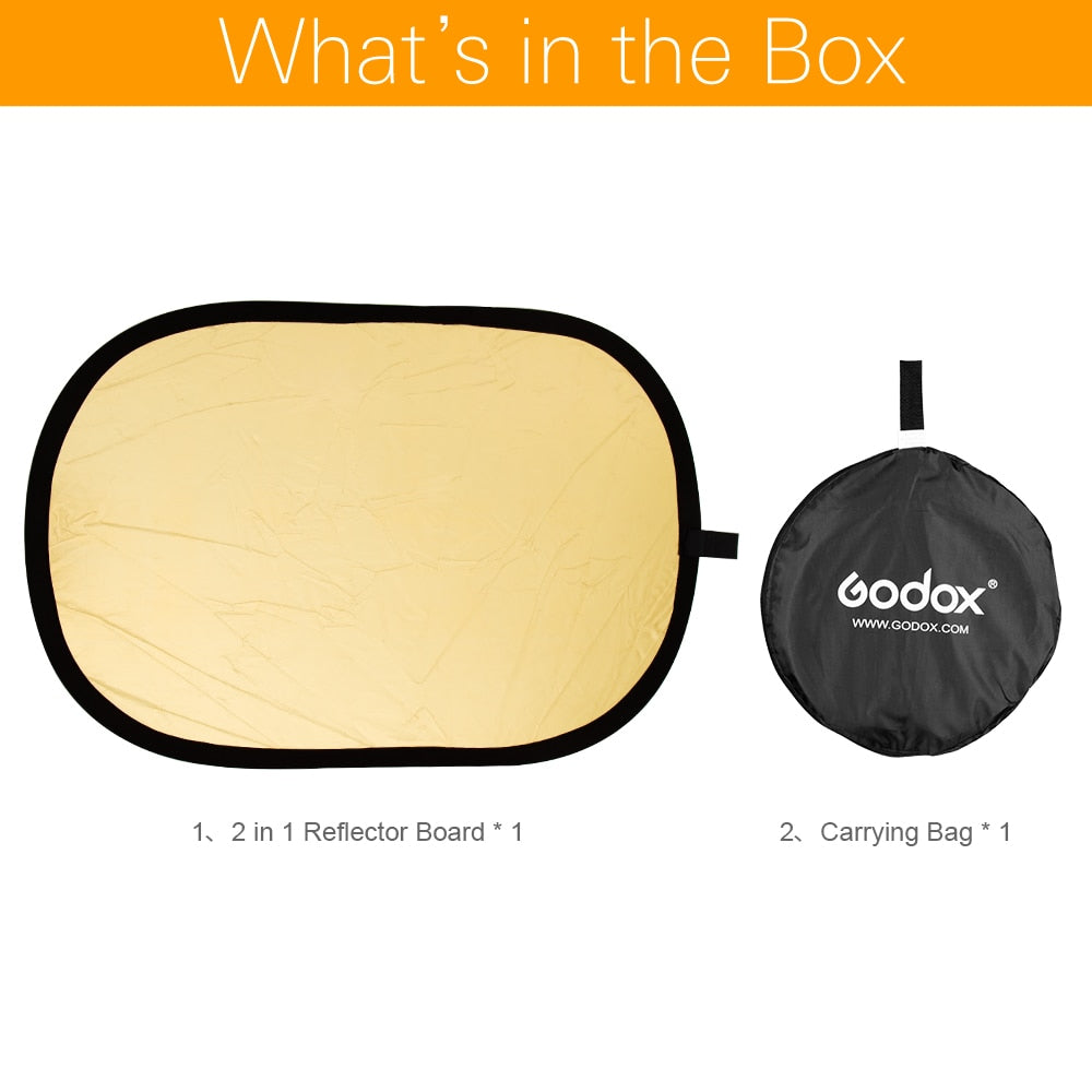 Godox 2 in 1 100x150cm Portable Oval Multi-Disc Reflector,Collapsible Photography Studio Photo Camera Lighting Diffuser Reflecto
