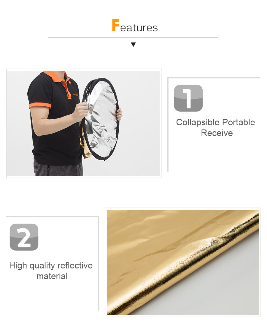 Godox 2 in 1 100x150cm Portable Oval Multi-Disc Reflector,Collapsible Photography Studio Photo Camera Lighting Diffuser Reflecto