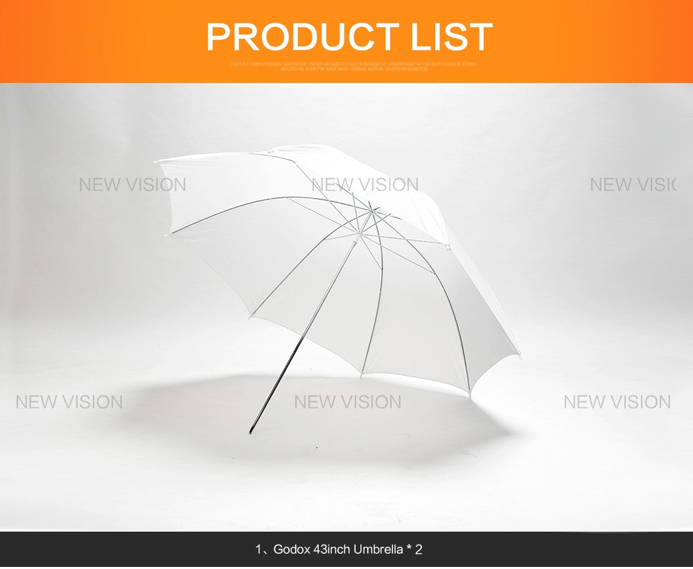 2PCS Godox 43'' 108cm White Soft Umbrella