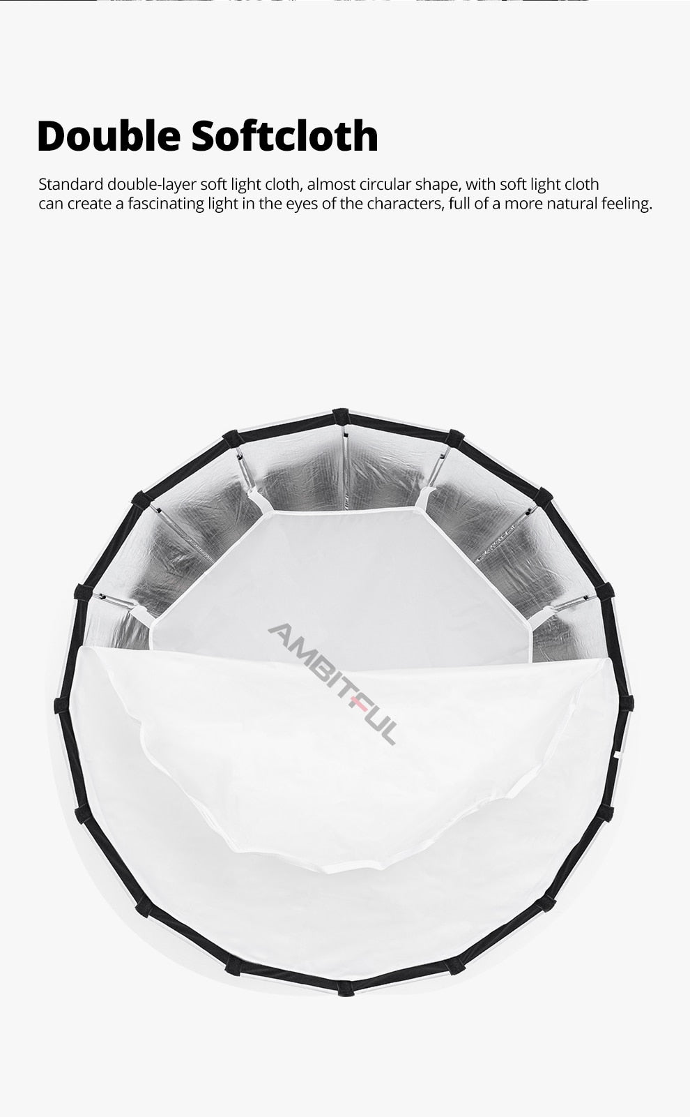 AMBITFUL QD-P70 70CM QD-P90 90CM QD-P120 120CM Quickly Release Parabolic Deep Softbox Grid for Bowens Elincrhom Profoto Mount