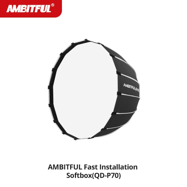 AMBITFUL QD-P70 70CM QD-P90 90CM QD-P120 120CM Quickly Release Parabolic Deep Softbox Grid for Bowens Elincrhom Profoto Mount