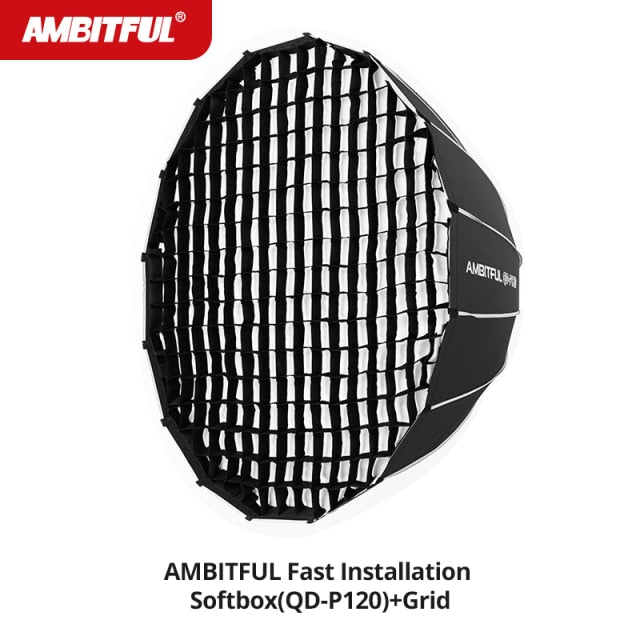 AMBITFUL QD-P70 70CM QD-P90 90CM QD-P120 120CM Quickly Release Parabolic Deep Softbox Grid for Bowens Elincrhom Profoto Mount