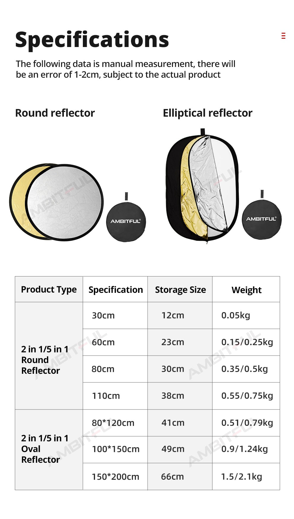 AMBITFUL 5 in 1 Collapsible Reflector