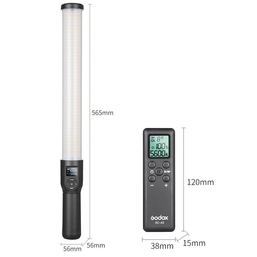 Godox LC500 3300K-5600K Adjustable Handle LED Light Stick Built-in lithiunm Battery+Remote control+AC Power Charger