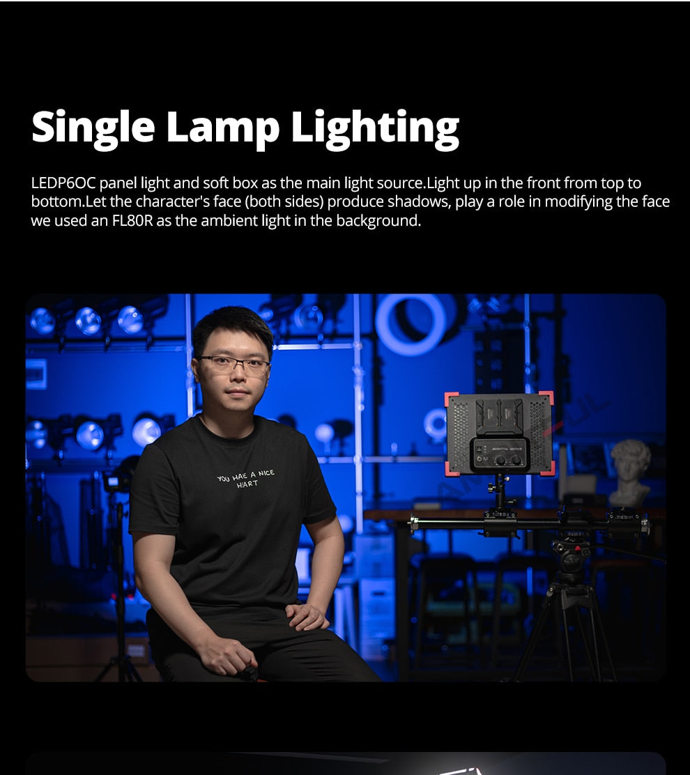 AMBITFUL LEDP60C Ultra-thin 60W 3200-5600k LED Lamp Video Light Panel Lamp for Video Beauty Tiktok Youtube Live