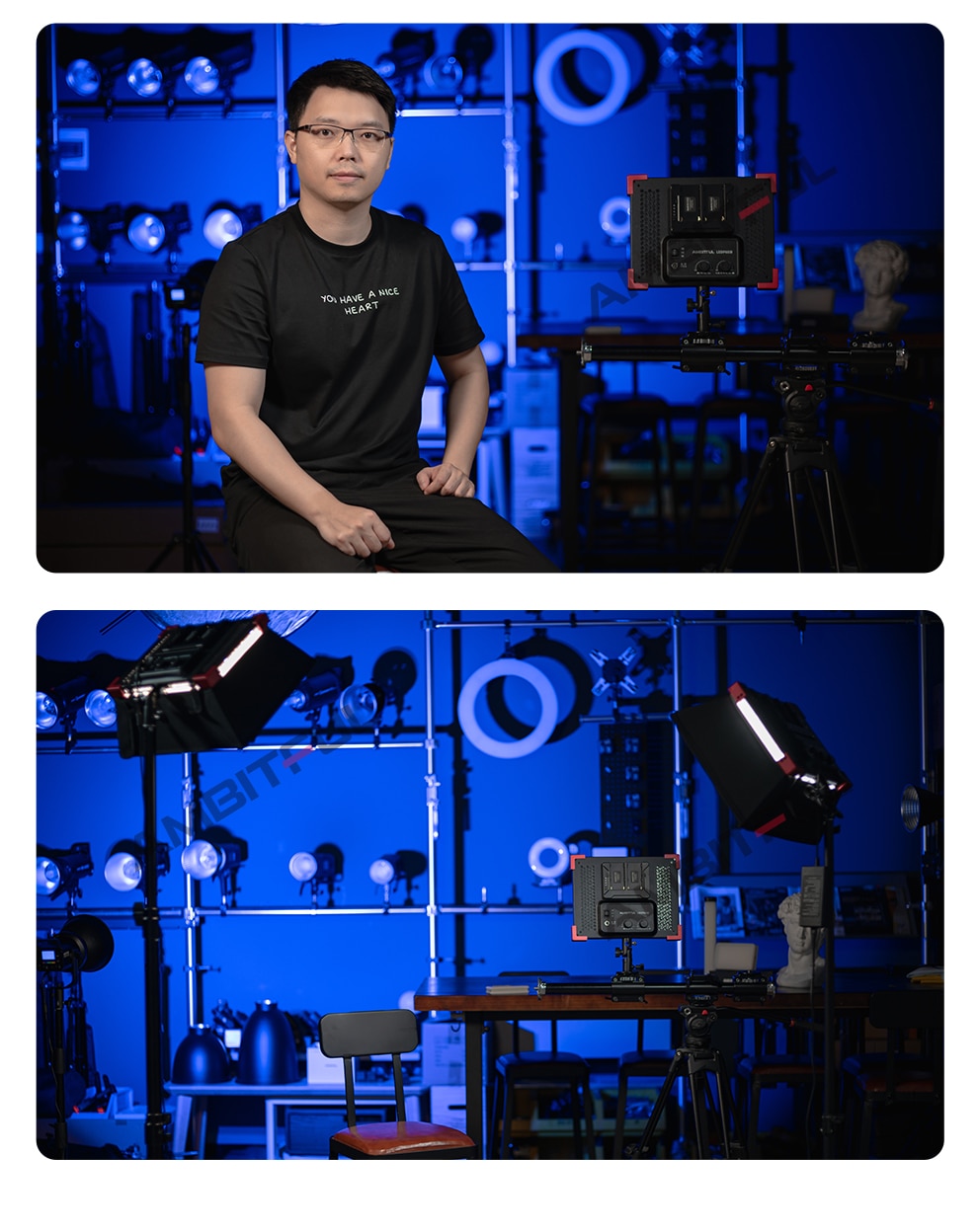 AMBITFUL LEDP60C Ultra-thin 60W 3200-5600k LED Lamp Video Light Panel Lamp for Video Beauty Tiktok Youtube Live