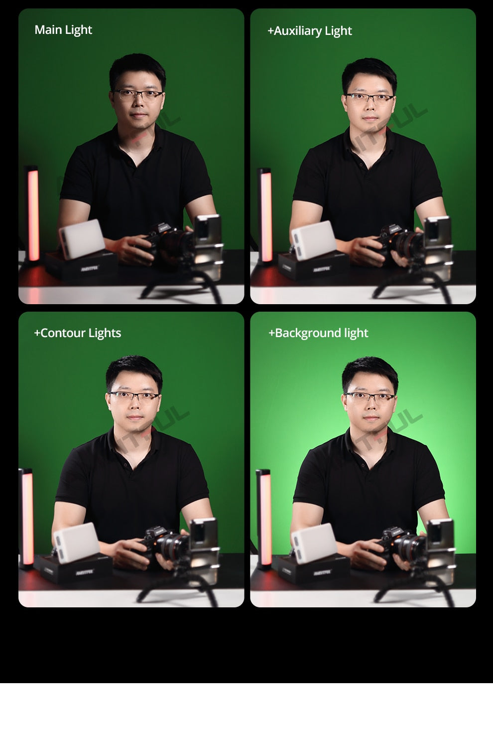 AMBITFUL LEDP60C Ultra-thin 60W 3200-5600k LED Lamp Video Light Panel Lamp for Video Beauty Tiktok Youtube Live