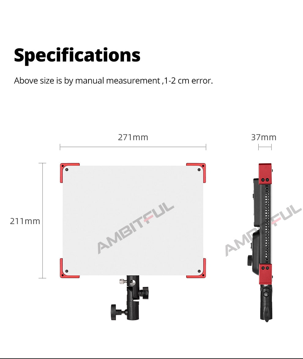 AMBITFUL LEDP60C Ultra-thin 60W 3200-5600k LED Lamp Video Light Panel Lamp for Video Beauty Tiktok Youtube Live