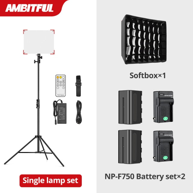 AMBITFUL LEDP60C Ultra-thin 60W 3200-5600k LED Lamp Video Light Panel Lamp for Video Beauty Tiktok Youtube Live