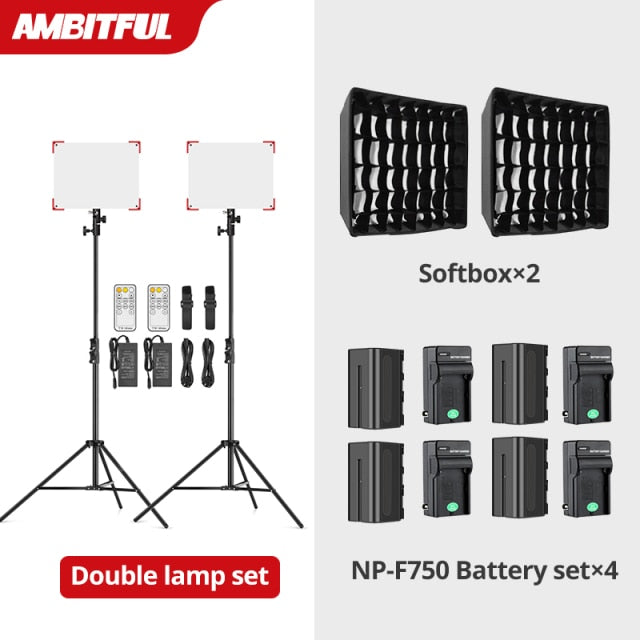 AMBITFUL LEDP60C Ultra-thin 60W 3200-5600k LED Lamp Video Light Panel Lamp for Video Beauty Tiktok Youtube Live