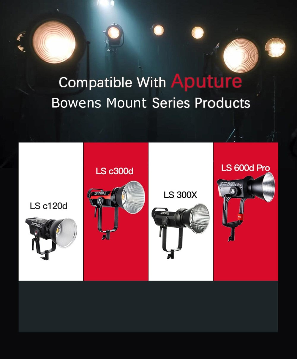 Aputure F10 Fresnel For LS 600d Pro Fresnel Zoom Lens Photography Fill Light Spotlight for Youtube Live Photography Studio
