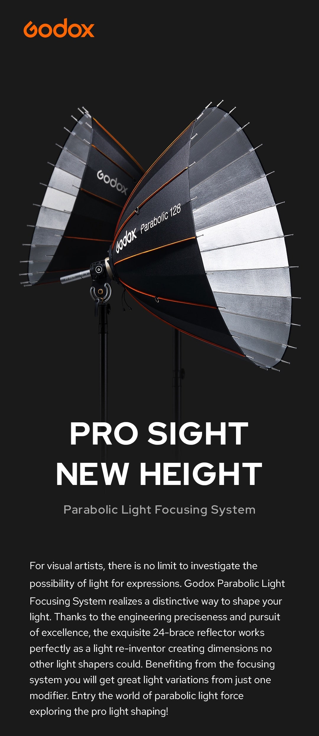 Godox P68 P88 P128 P158 KIT Parabolic 68 88 128 158 Ture Parabolic Softbox Light Focusing System Softbox Kit