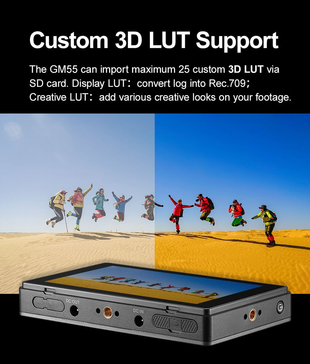 Godox GM55 4K Monitor 5.5 Inch DSLR 3D LUT Touch Screen IPS FHD 1920x1080 Video 4K HDMI Field Monitor Dslr PK FEELWORLD F6 PLUS