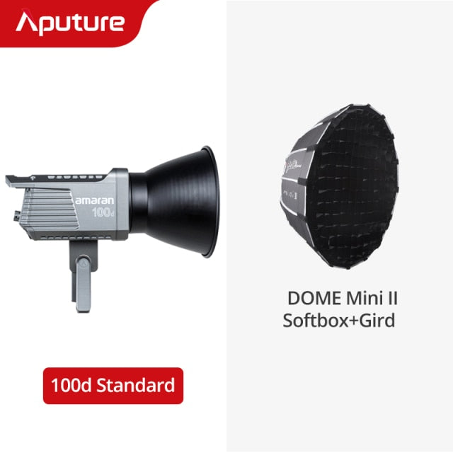 Aputure Amaran 100D 200D LED Video 130W CRI95+ TLCI96+ 39,500 lux@1m Bluetooth App Control 8 Lighting Effects DC/AC Power Supply