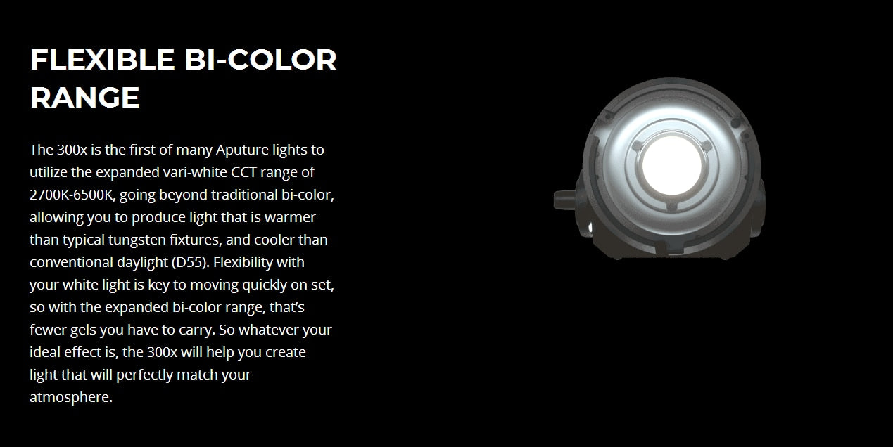 Aputure LS 300X Bi-Color 2700K-6500K tunable White Point Bowens mount V-mount plante compatible with Sidus Link App