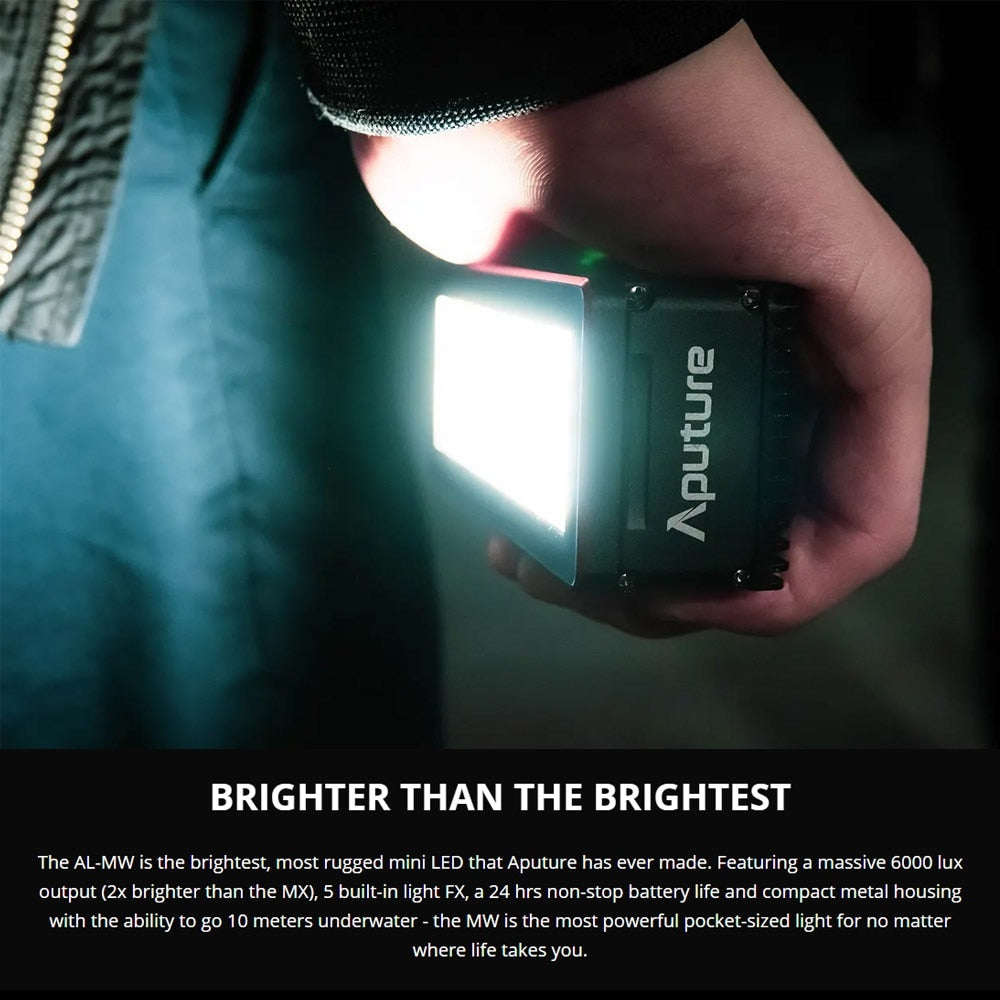 Aputure Amaran AL-MW 10W Waterproof Photography Mini LED Light IP68 5500K CRI 95+ Lithium Battery Lighting Lamp for Canon Sony