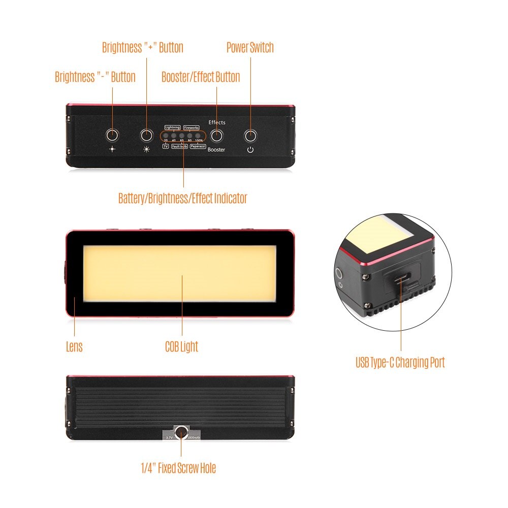 Aputure Amaran AL-MW 10W Waterproof Photography Mini LED Light IP68 5500K CRI 95+ Lithium Battery Lighting Lamp for Canon Sony