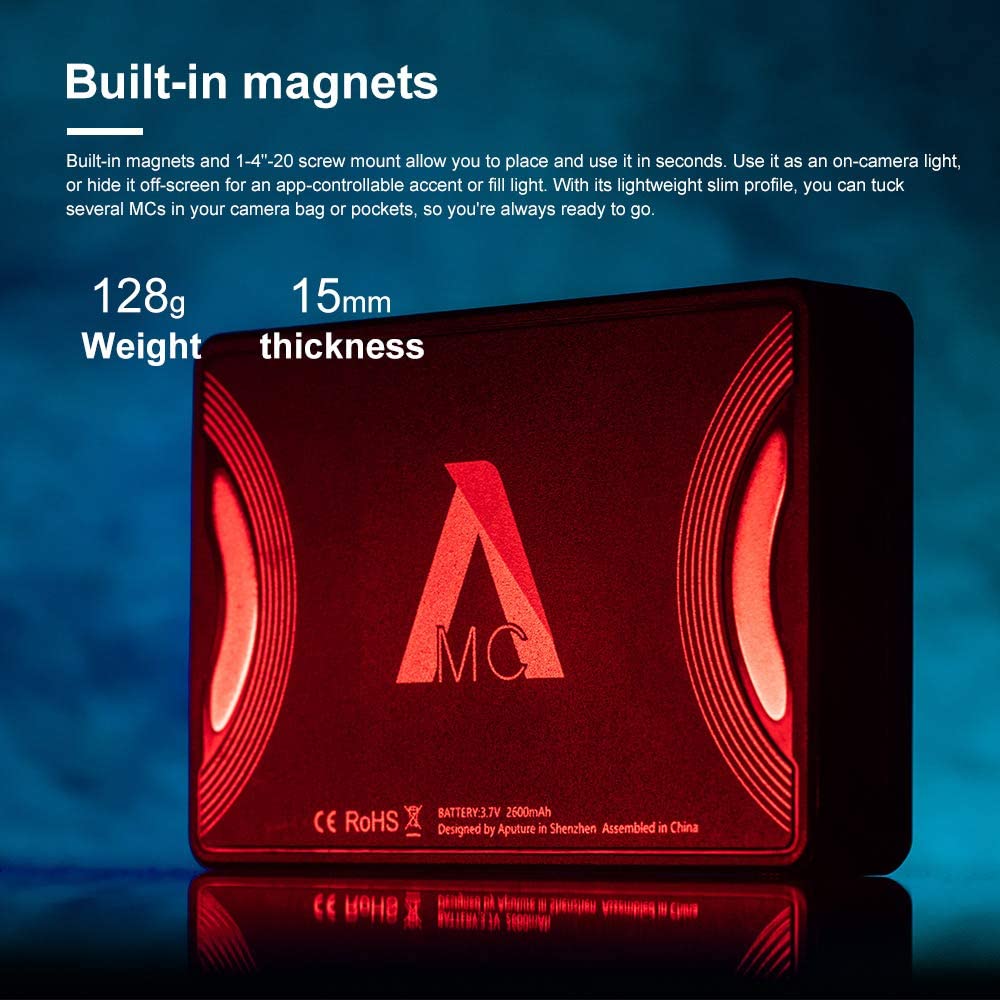 Aputure AL MC RGBWW LED Film Light 3200K-6500K Photography Lighting CCT Control AL-MC Mini RGB Light Video Sidus Link App