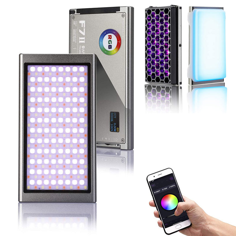 Falcon Eyes F7 II RGB On Camera Video Light 12W APP Control Magnetic LED Fill Lamp with Scene Effects Modes with Honeycomb Grid