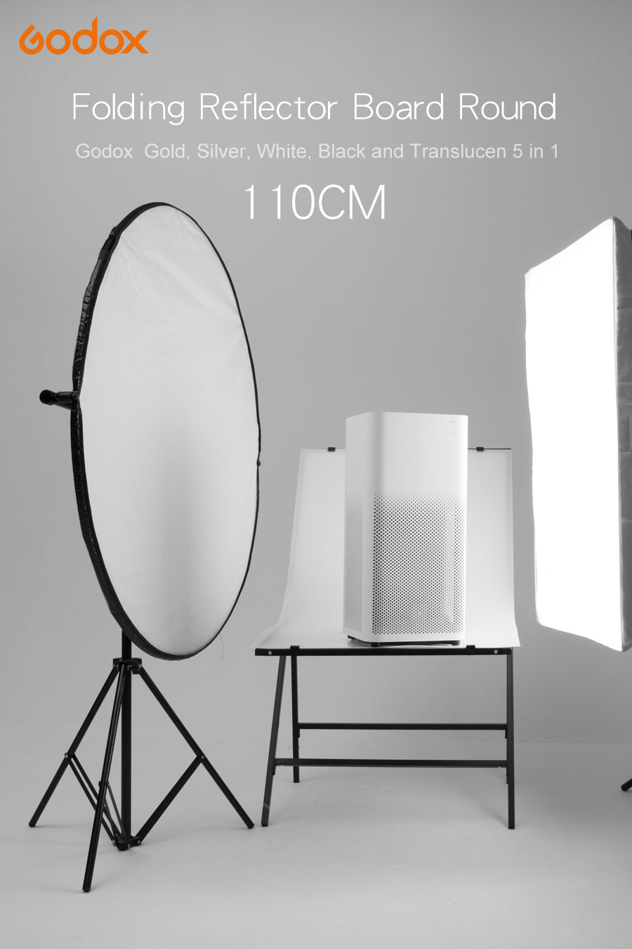 Godox 5in1 80cm 110cm 100x150cm 150x200cm Silver White Gold Portable Collapsible Light Round Photography Reflector for Studio