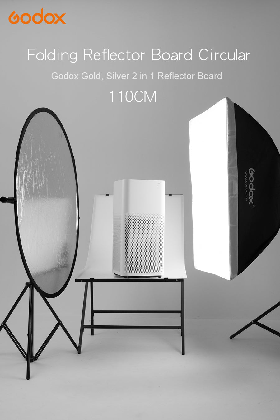Godox 60x90cm 80cm 110cm 100x150cm 150x200cm 2 in 1 Collapsible Light Round Photography Reflector for Studio Multi Photo Disc