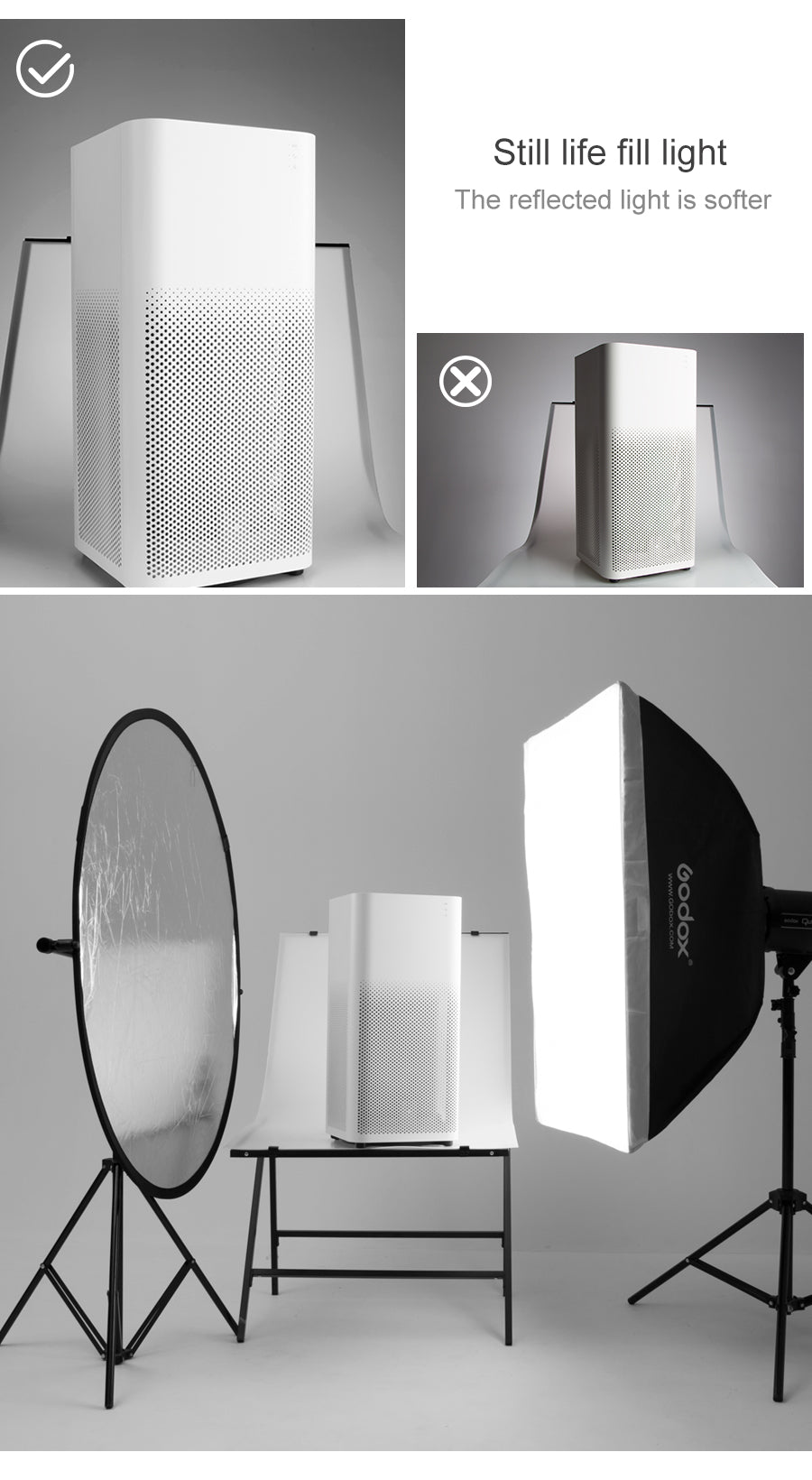 Godox 60x90cm 80cm 110cm 100x150cm 150x200cm 2 in 1 Collapsible Light Round Photography Reflector for Studio Multi Photo Disc