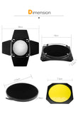 Godox BD-04 Barn Door + Honeycomb Grid + 4 Color Filter for Standard Reflector