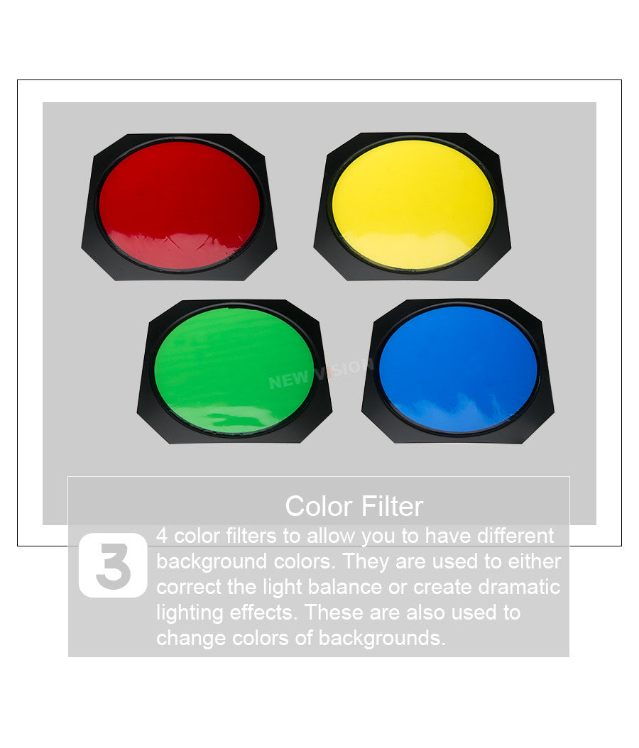 Godox BD-04 Barn Door + Honeycomb Grid + 4 Color Filter for Standard Reflector