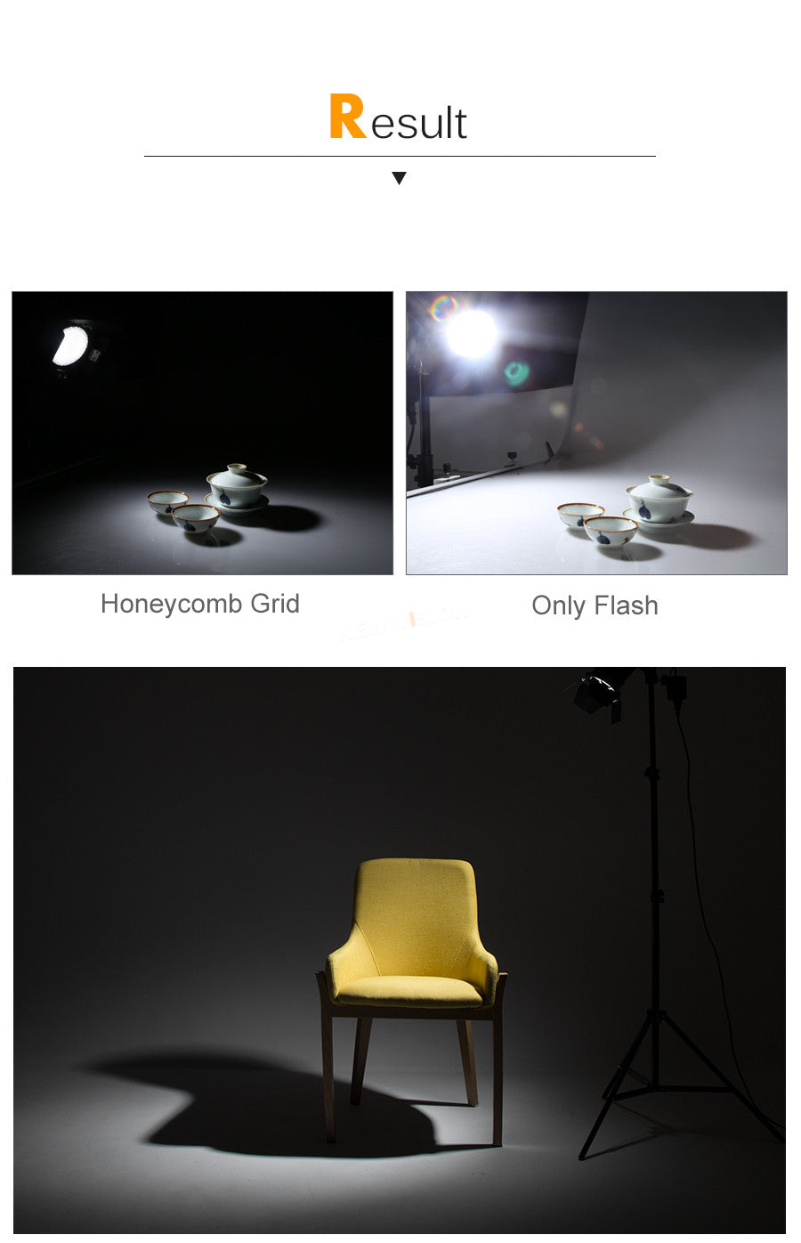 Godox BD-04 Barn Door + Honeycomb Grid + 4 Color Filter for Standard Reflector