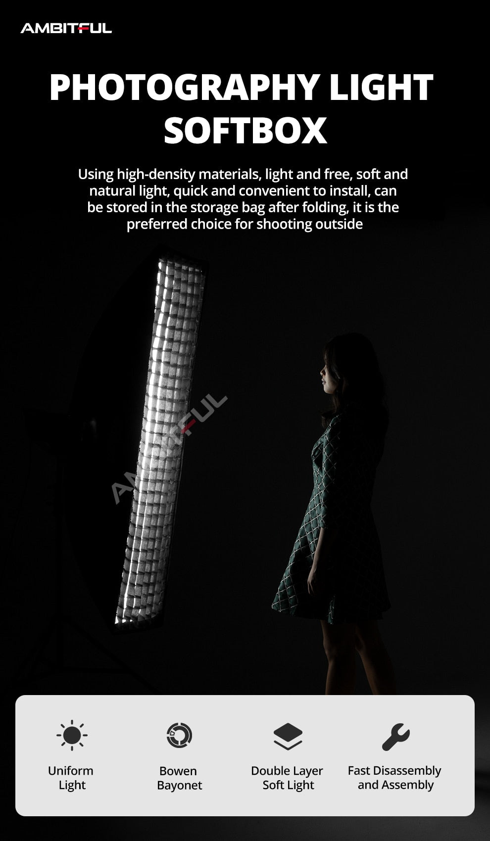 AMBITFUL Rectangular Octagonal Honeycomb Grid Softbox