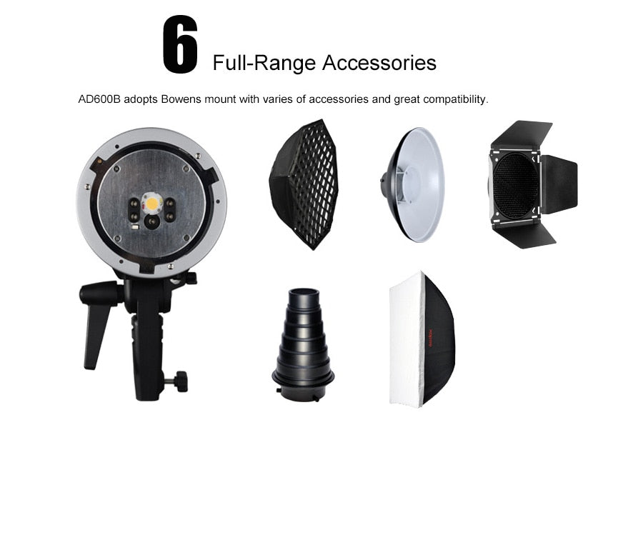 Godox Wistro AD600BM Bowens Mount HSS 1/8000s Outdoor Flash with 2.4G X System Build-in 8700mAh Li-on Battery Free Bag