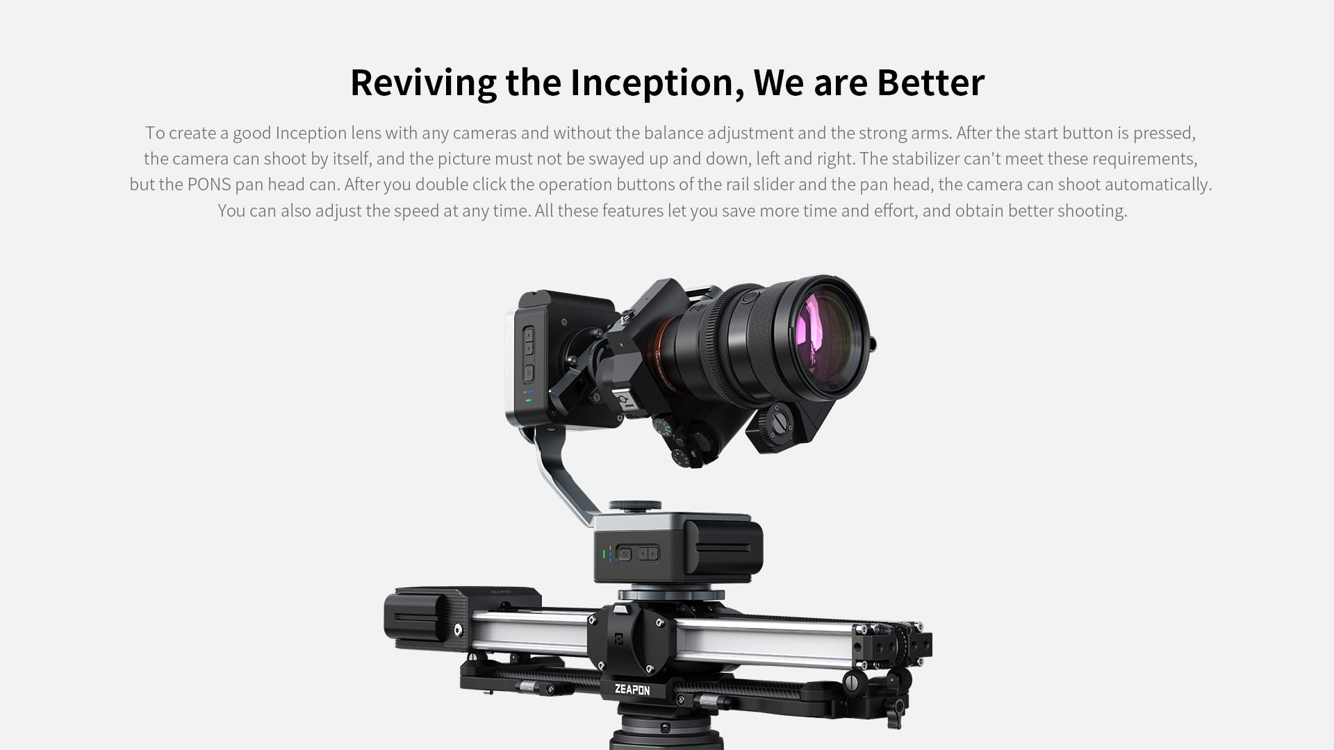 ZEAPON PS-E1 PD-E1 PONS Motorized Pan Head The Horizontal Load Up To 50 kg Single Axis Double Axis Linkage