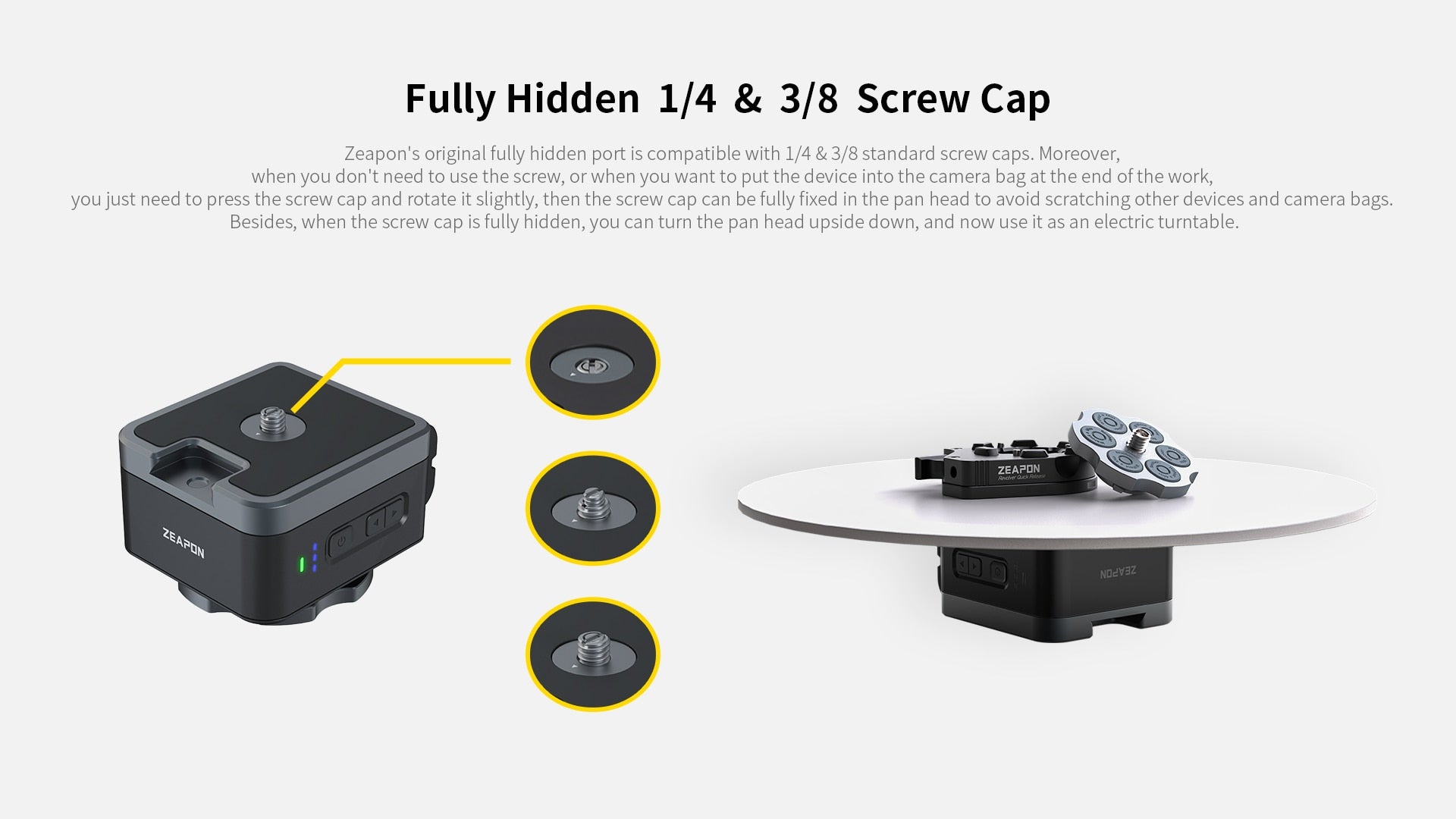 ZEAPON PS-E1 PD-E1 PONS Motorized Pan Head The Horizontal Load Up To 50 kg Single Axis Double Axis Linkage