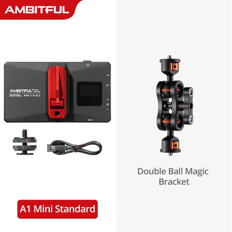 AMBITFUL Luz LED RGB A1 a todo color, batería recargable incorporada de 12  W, luz de cámara LED de 360° a todo color 4 efectos de luz comunes