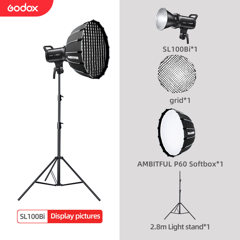 Godox SL100Bi 100W 2800-6500K White Yellow Version LCD Panel LED Video Light Continuous Output Bowens Mount Studio Light