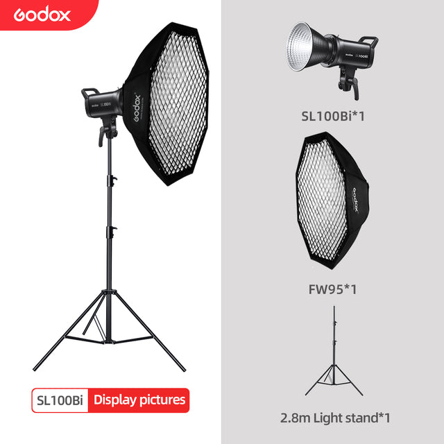 Godox SL100Bi 100W 2800-6500K White Yellow Version LCD Panel LED Video Light Continuous Output Bowens Mount Studio Light