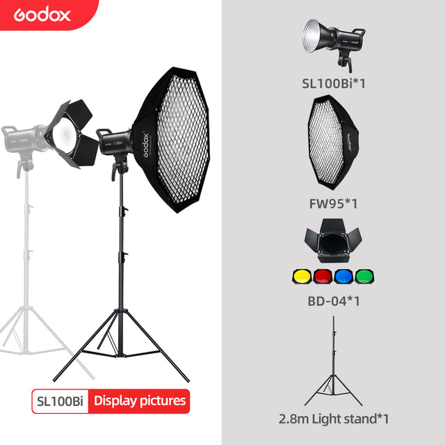 Godox SL100Bi 100W 2800-6500K White Yellow Version LCD Panel LED Video Light Continuous Output Bowens Mount Studio Light