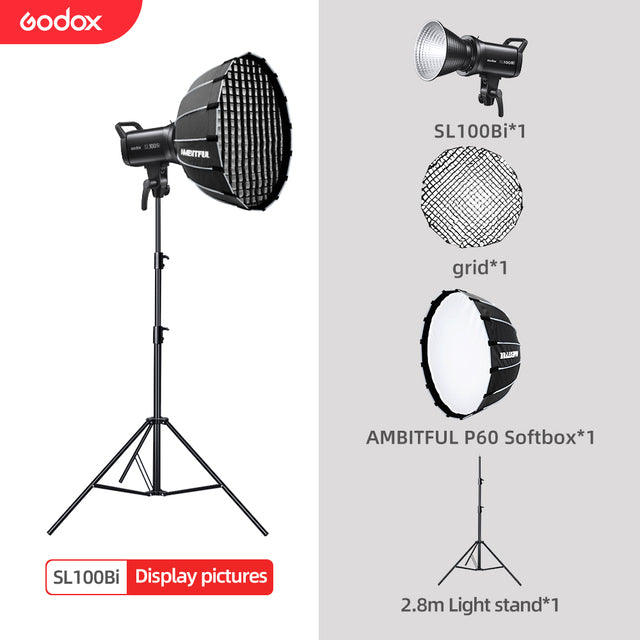 Godox SL100Bi 100W 2800-6500K White Yellow Version LCD Panel LED Video Light Continuous Output Bowens Mount Studio Light